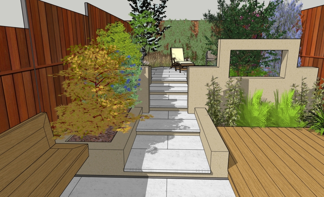 Moore - Design model with planting - view from doors